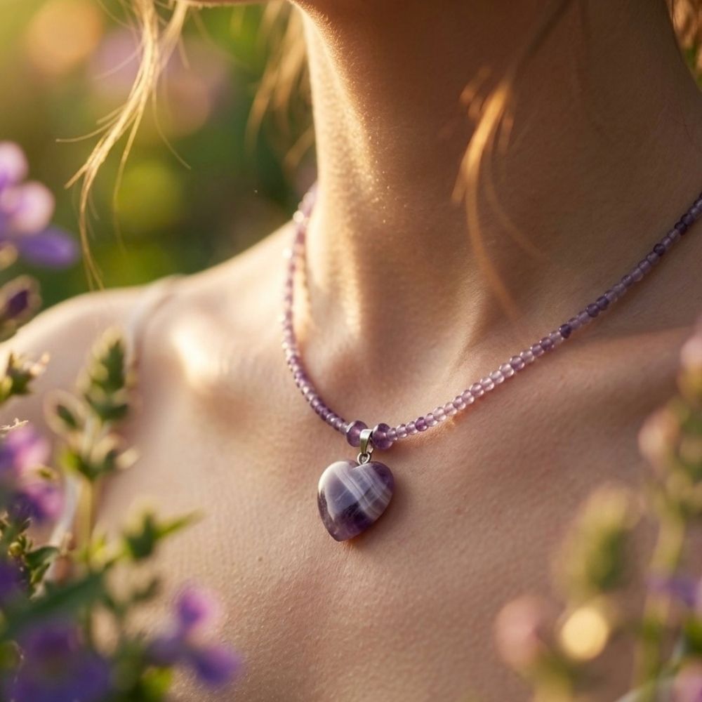 Amethyst Heart: Doğal Ametist & Kalp Tılsımlı Özel Tasarım Kolye